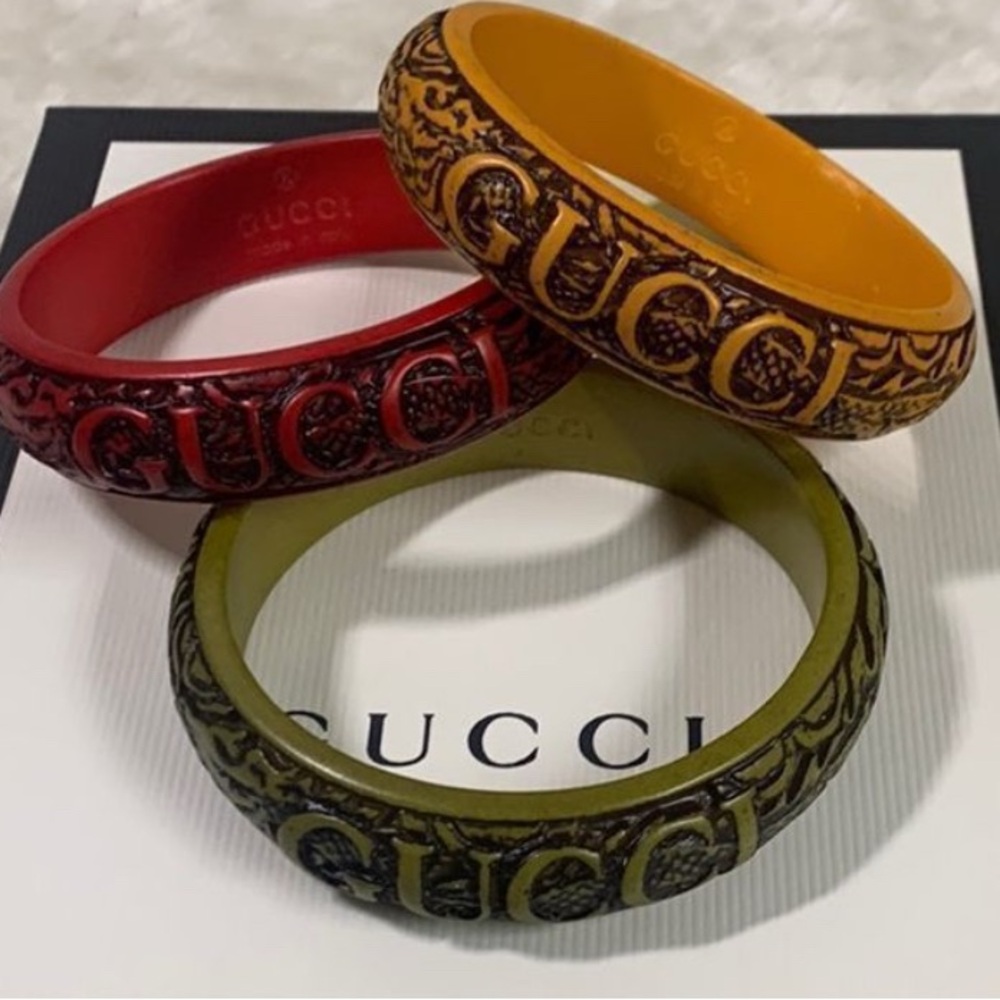 SOLD Gucci Red, Yellow, and Green Women's Resin Bangle Trio